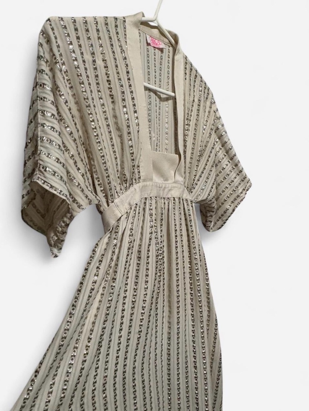 Boho Silk and Metallic Kimono Dress - Picture 2 of 5